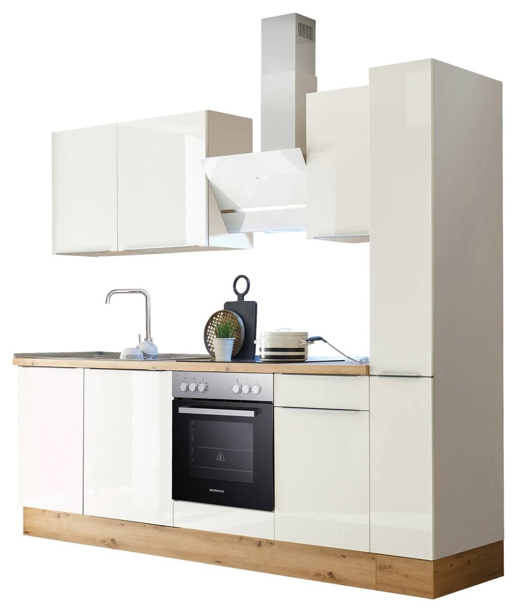 Respekta Küchenblock Marleen weiß Hochglanz B/H/T: ca. 250x211x60 cm