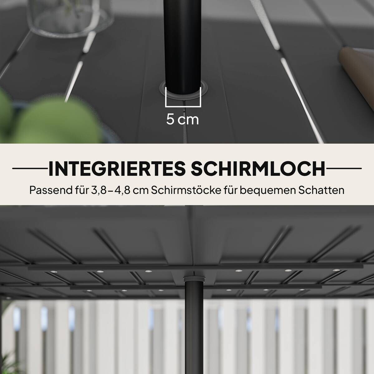 Outsunny Gartentisch schwarz Metall B/H/L: ca. 90x73x150 cm