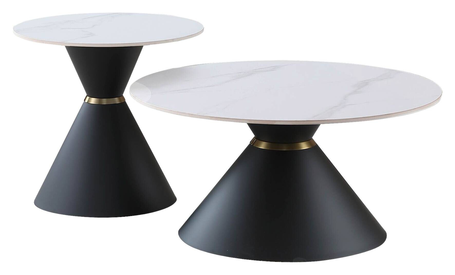 Couchtisch C222S-Twin weiß schwarz gold B/H: ca. 80x40 cm