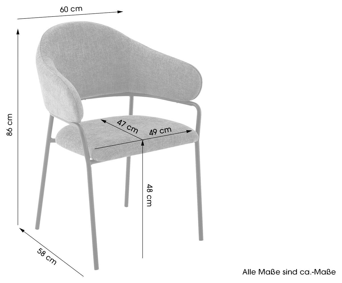 Stuhl CURVE, 2er-Set grün Stoff B/H/T: ca. 60x86x58 cm
