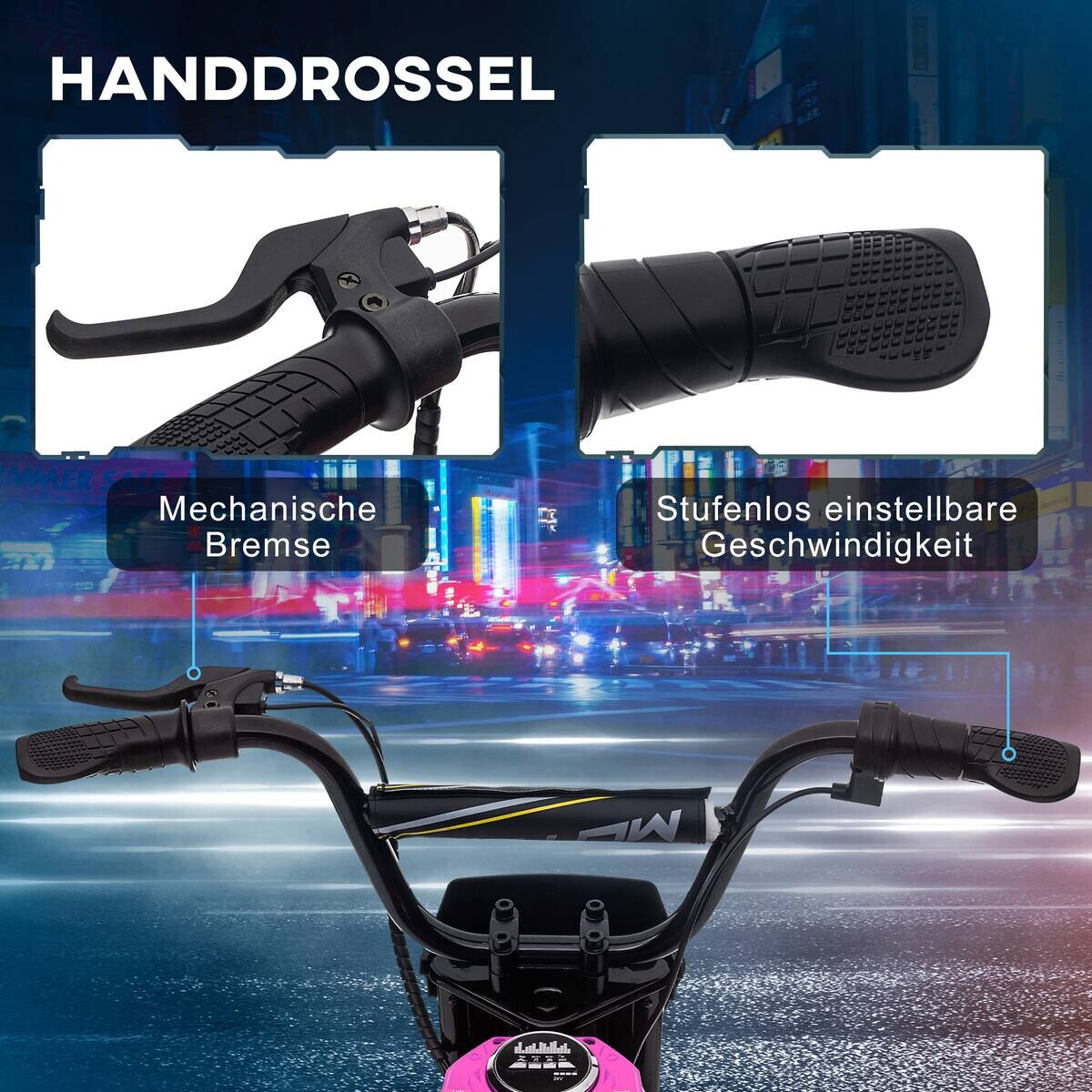 HOMCOM Kindermotorrad rosa B/H/L: ca. 64x76,5x119 cm