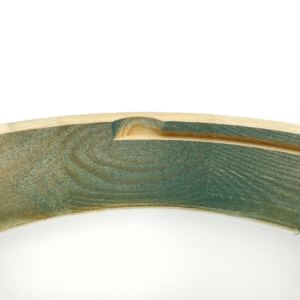 Lamkur Deckenleuchte hellbraun grün Glas Holz B/H/L: ca. 48x48x10 cm 3 Brennstellen