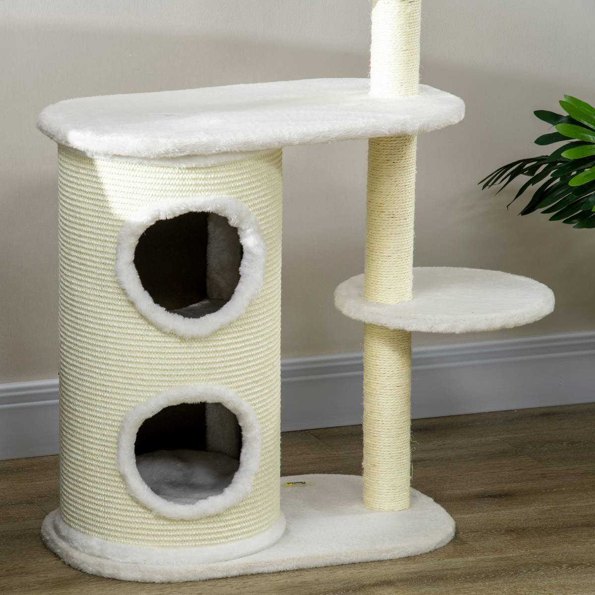 PawHut Kratzbaum weiß Polyester B/H/L: ca. 35x100x59 cm