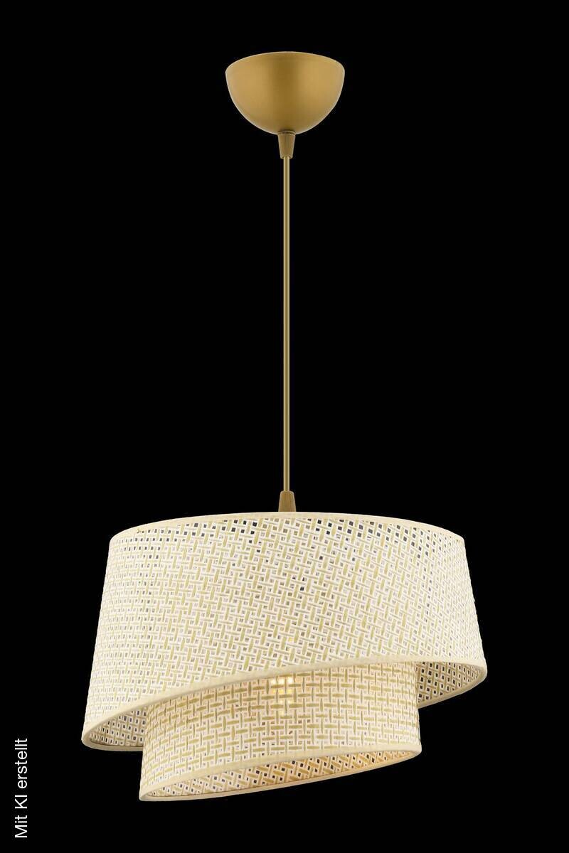 Opviq Pendelleuchte Barette creme Stoff Metall B/H/L: ca. 32x65x32 cm E27 1 Brennstellen