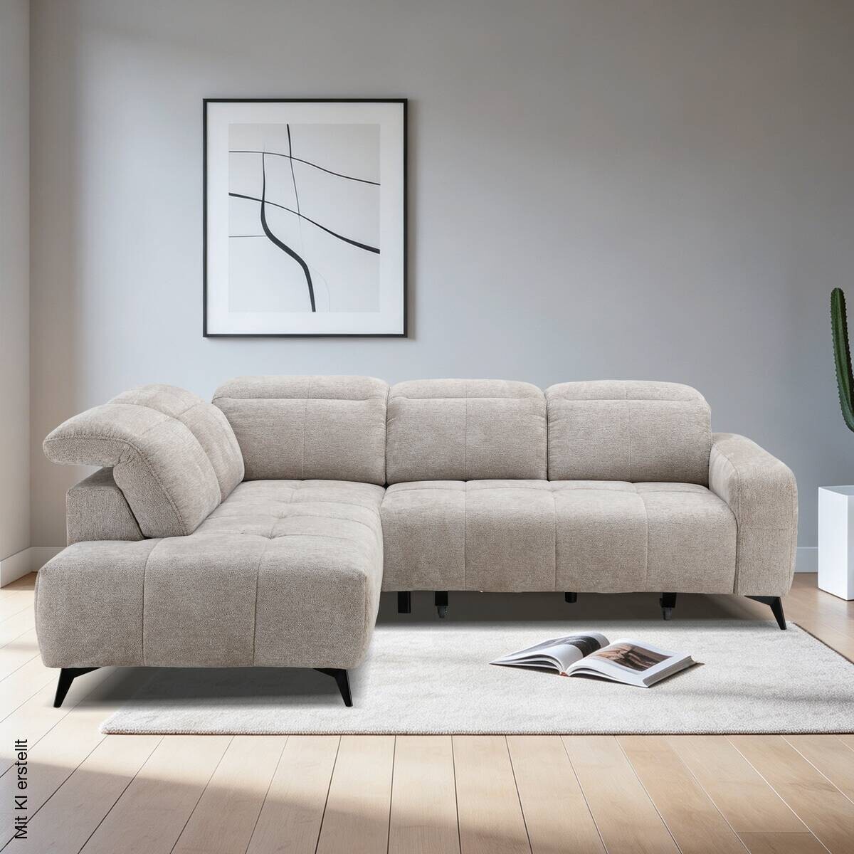 Ecksofa beige Polyester B/H/T: ca. 258x83x205 cm