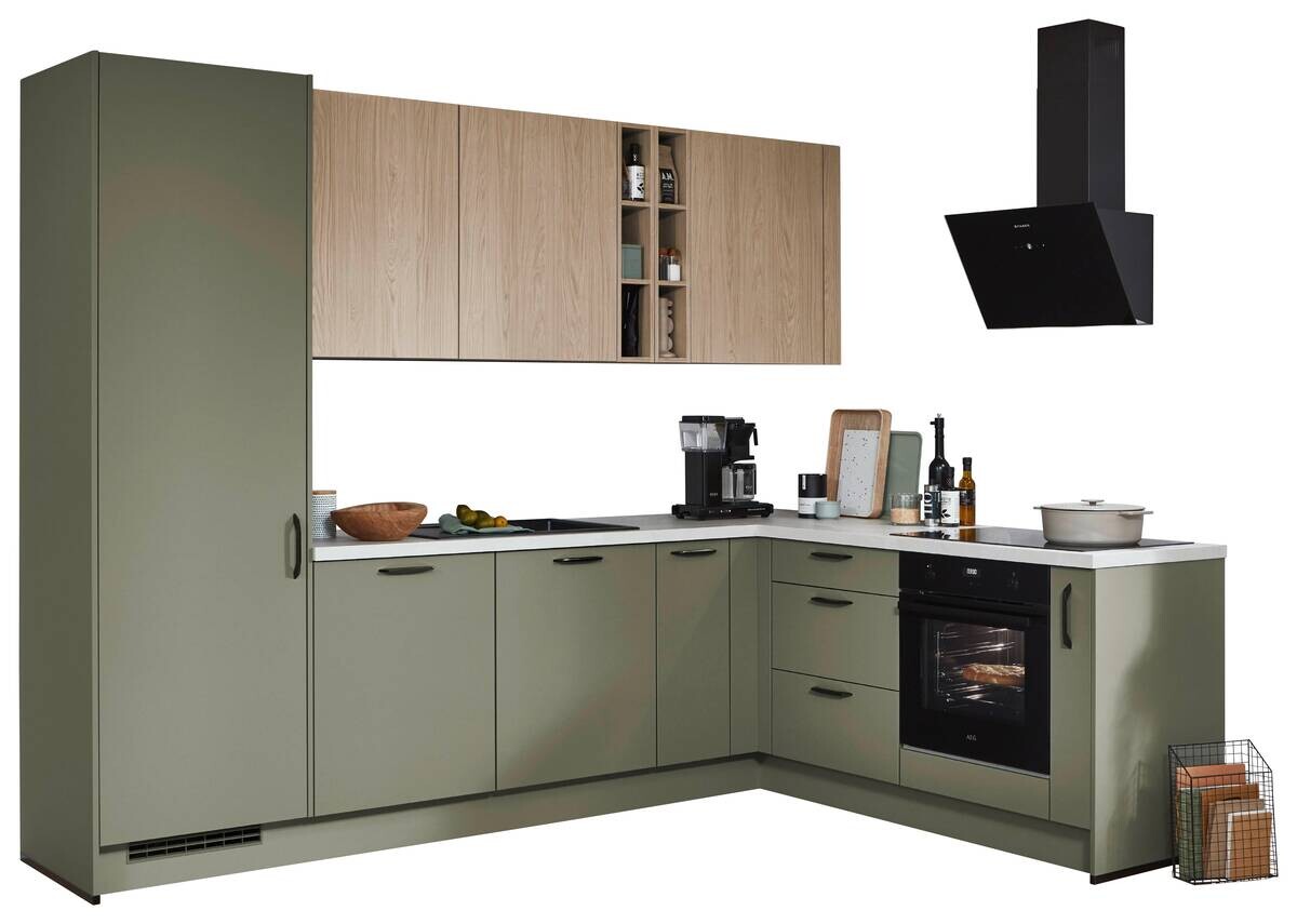 nobilia Winkelküche Senso olive Lack Premium Matt B/H/T: ca. 280x224x205 cm