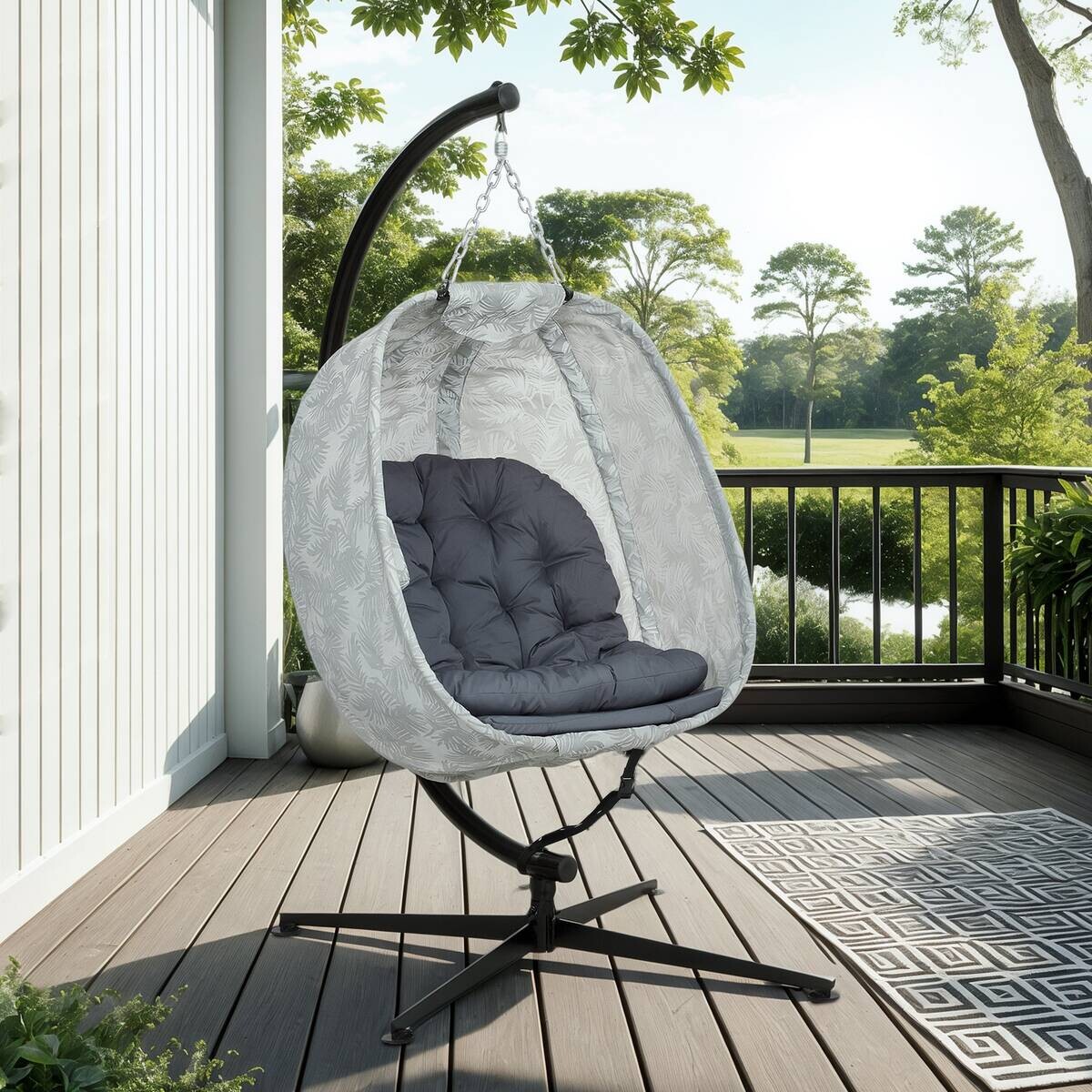 Outsunny Hängesessel grau Polyester B/H/L: ca. 90x180x126 cm
