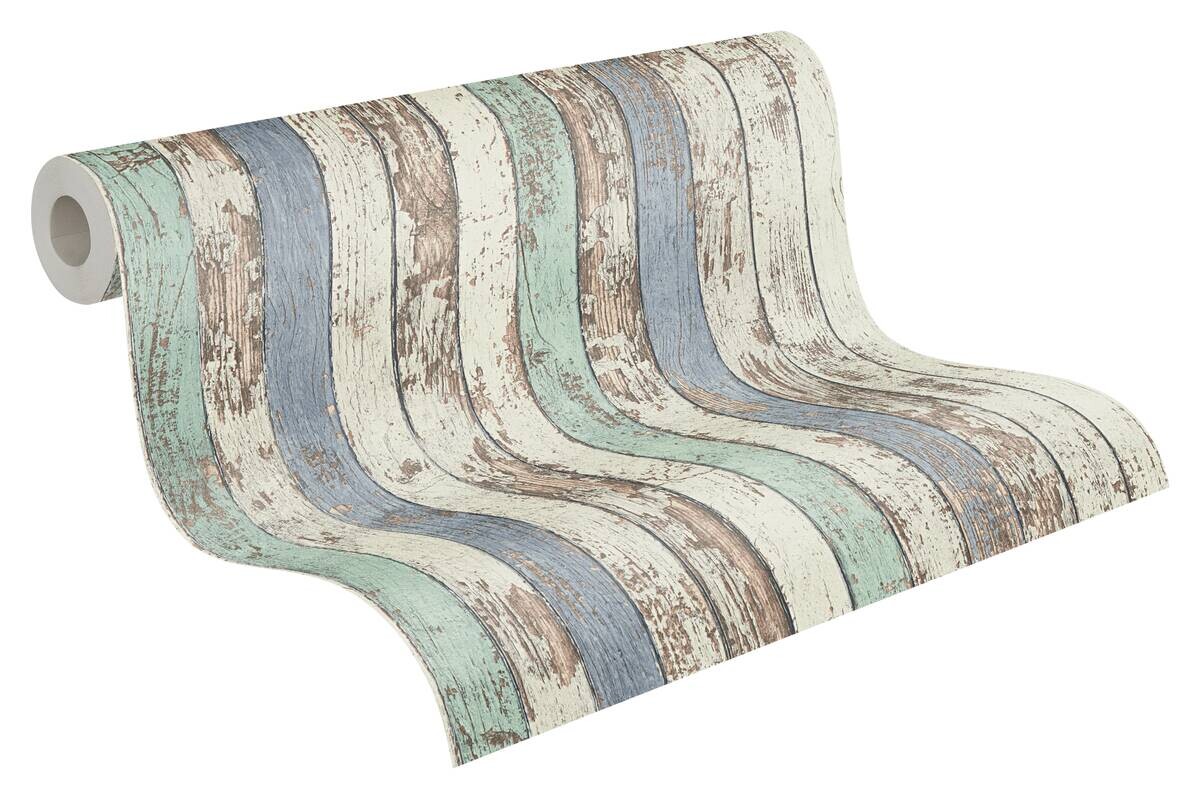 A.S.Creation Vliestapete Elements Holzoptik blau B/L: ca. 53x1005 cm