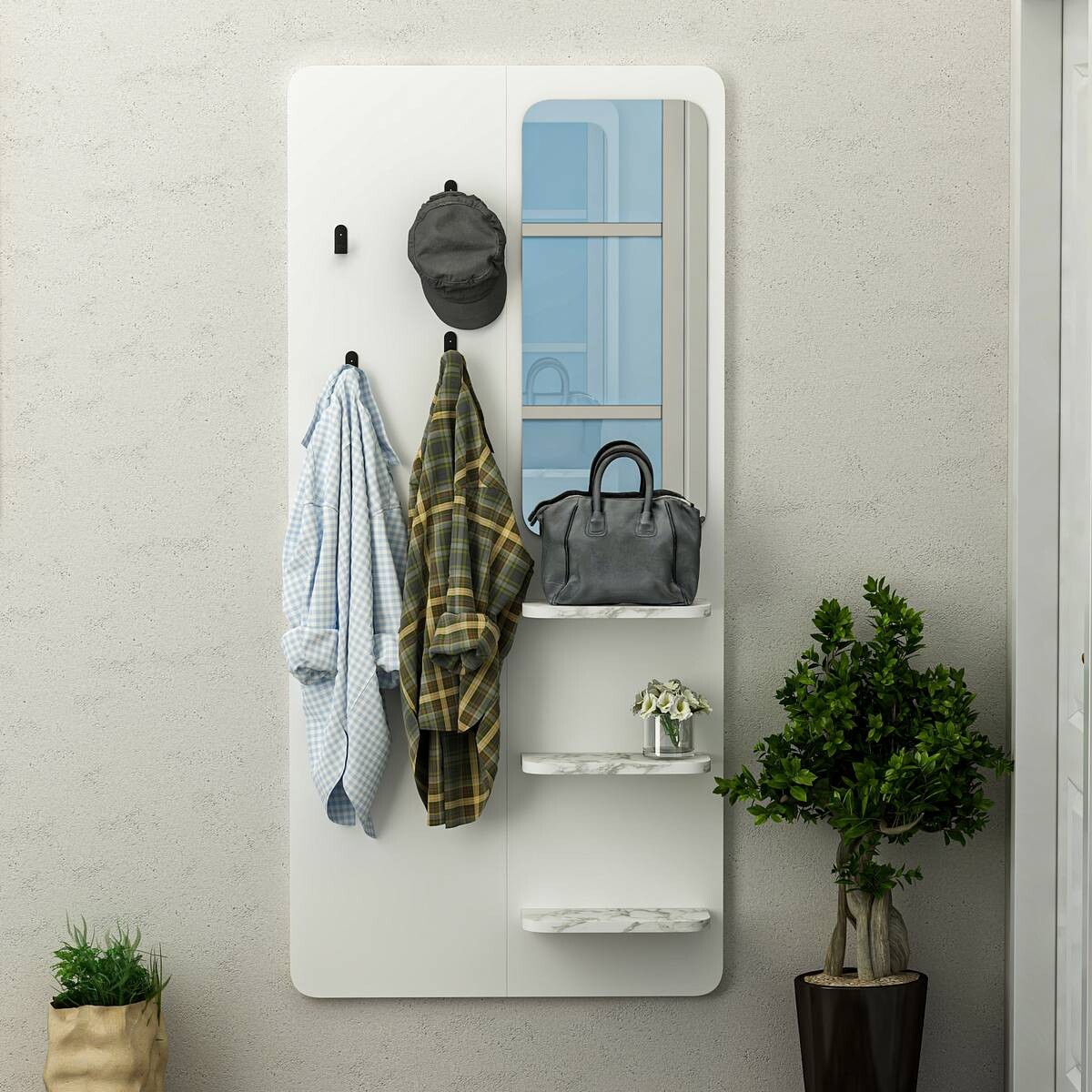 Garderobe Buket weiß Marmoroptik B/H/T: ca. 70x150x15 cm