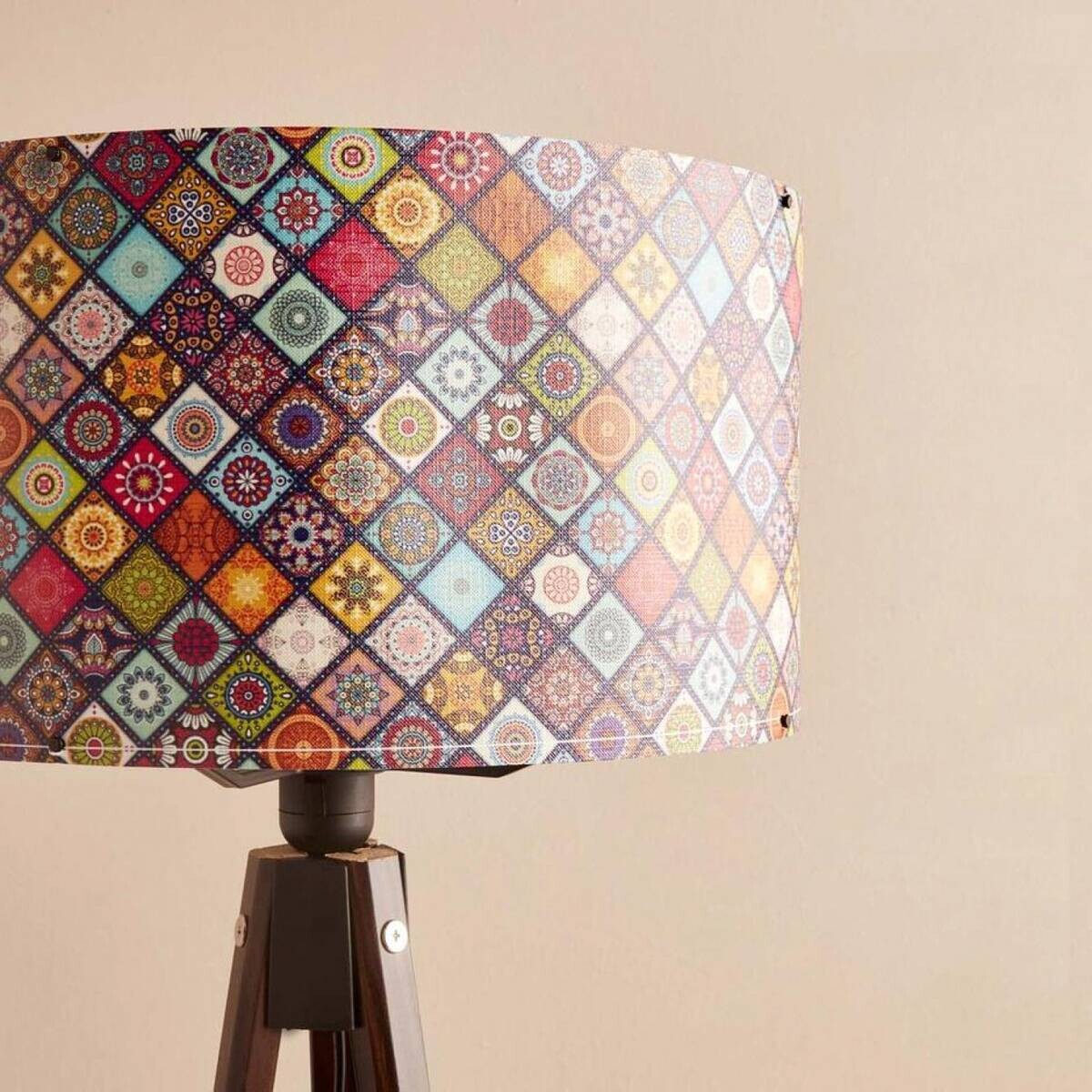 Opviq Stehleuchte mehrfarbig Stoff Holz B/H/T/L/D: ca. 21x140x21x21x21 cm E27 1 Brennstellen