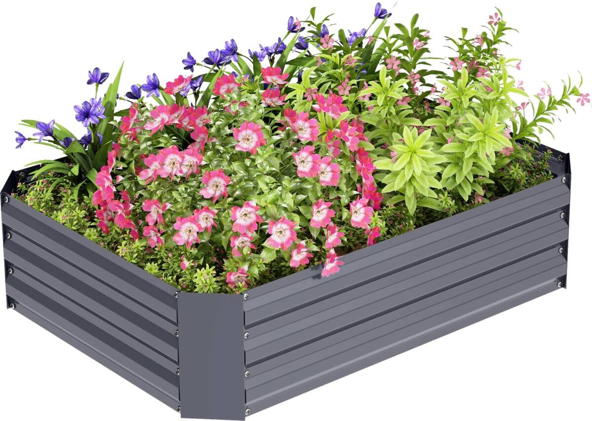 Outsunny Hochbeet dunkelgrau Stahl B/H/L: ca. 90x30x120 cm