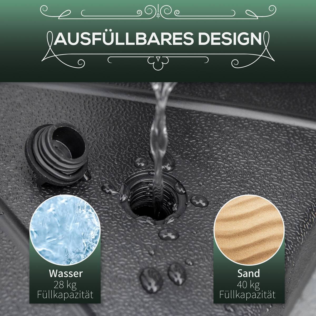 Outsunny Sonnenschirmständer schwarz Polyethylen B/H/L: ca. 60x36x60 cm