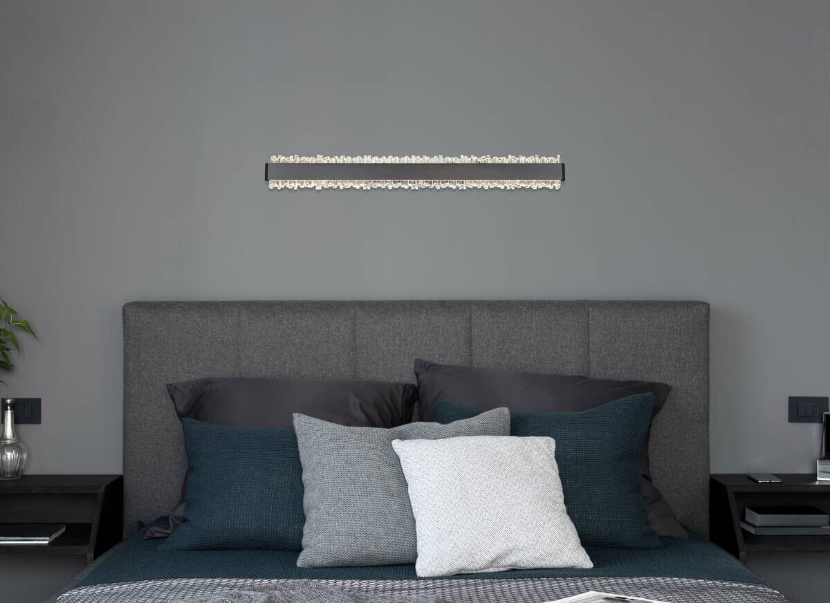 GLOBO Wandleuchte schwarz grau Aluminium Metall B/H/L: ca. 6,5x76,5x14,5 cm