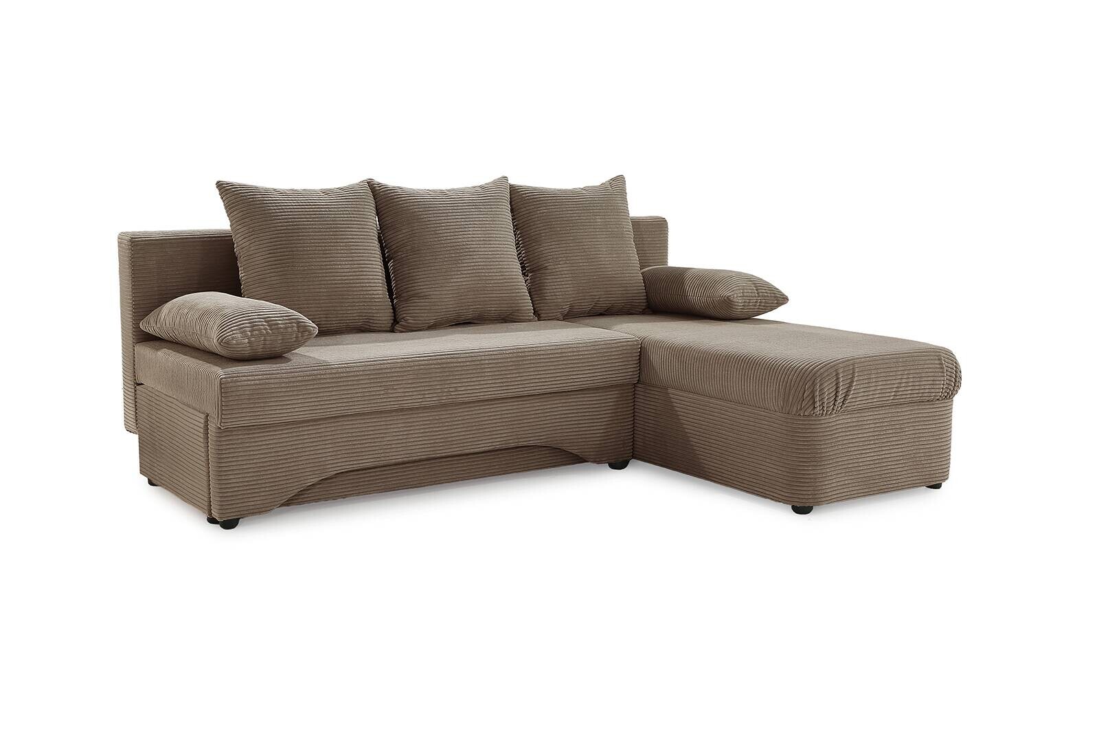 Ecksofa mit Bettfunktion und Bettkasten taupe Microfaser B/H/T: ca. 191x70x142 cm