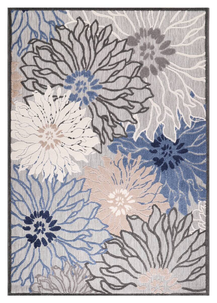 Sanat Outdoorteppich FLORAL grau B/L: ca. 80x200 cm