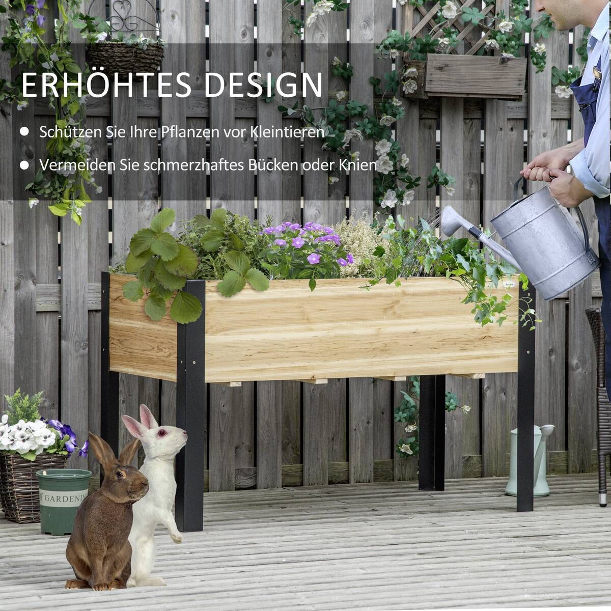 Outsunny Hochbeet schwarz Stahl B/H/L: ca. 60x74x120 cm