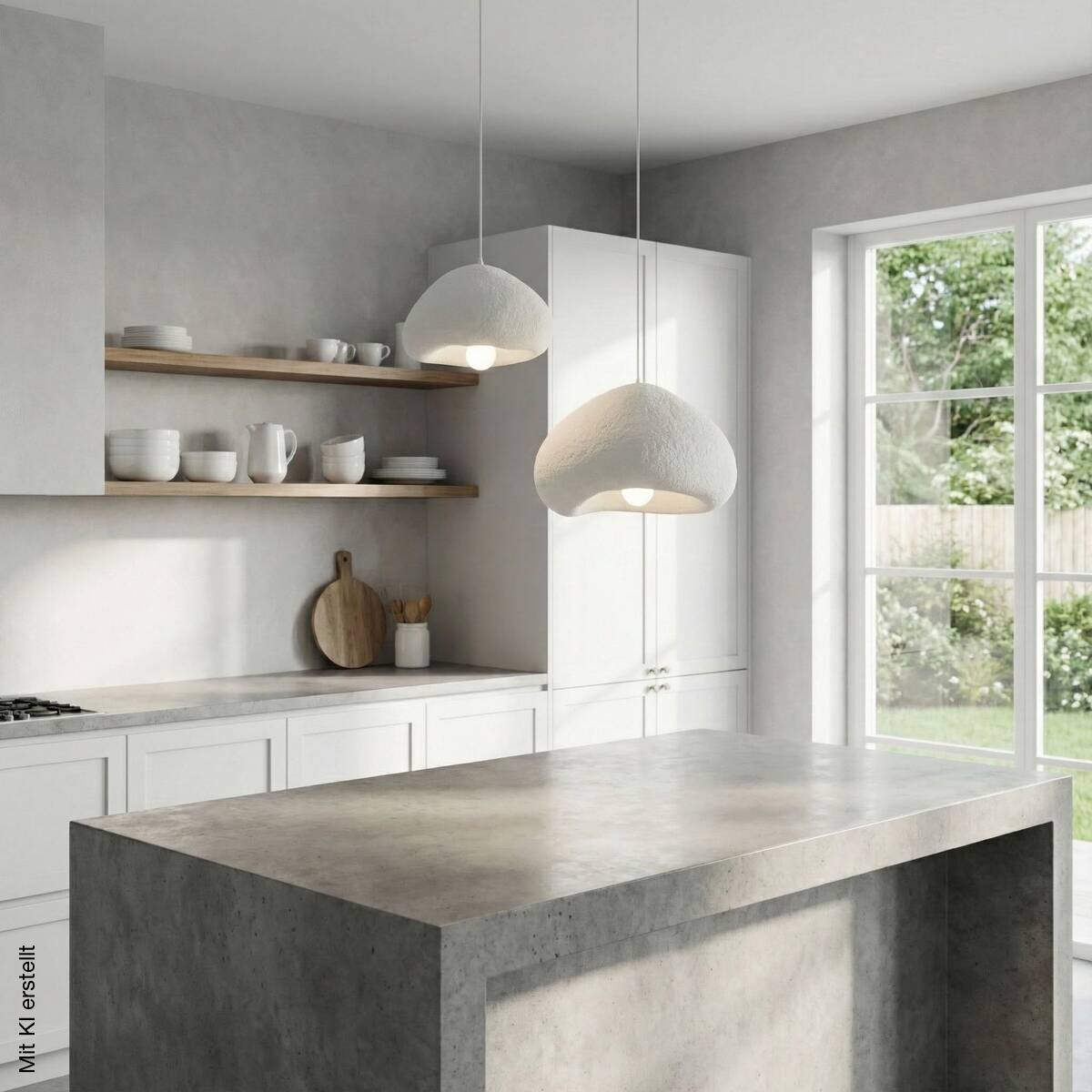 Opviq Pendelleuchte weiß Metall Fiberglas B/T/L: ca. 70x70x70 cm E27 2 Brennstellen