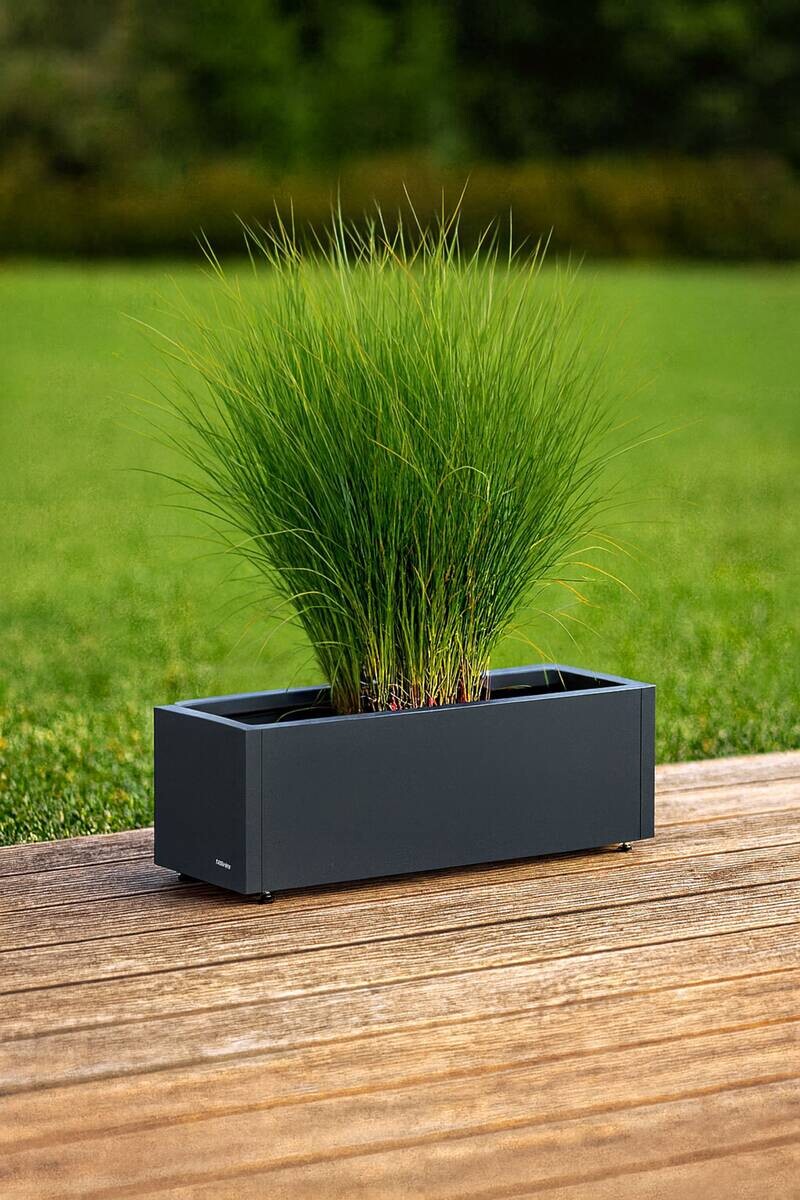 Herstera Garden Pflanzkübel Cube anthrazit Metall B/H/L: ca. 80x25x25 cm