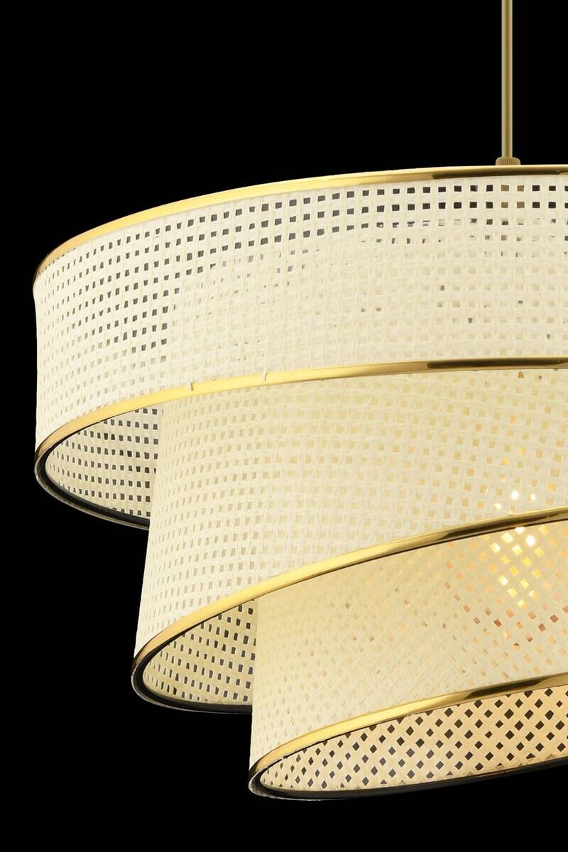 Opviq Pendelleuchte Couper gold weiß Baumwolle Metall B/H/L: ca. 40x72x40 cm E27 1 Brennstellen