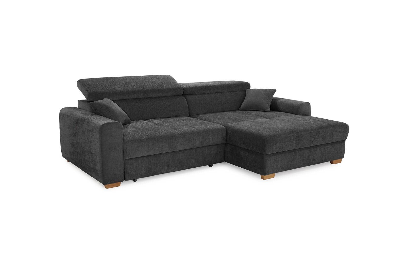 Ecksofa mit elektrischer XXL Sitztiefenverstellung dunkelgrau Flachgewebe B/H/T: ca. 277x109x187 cm