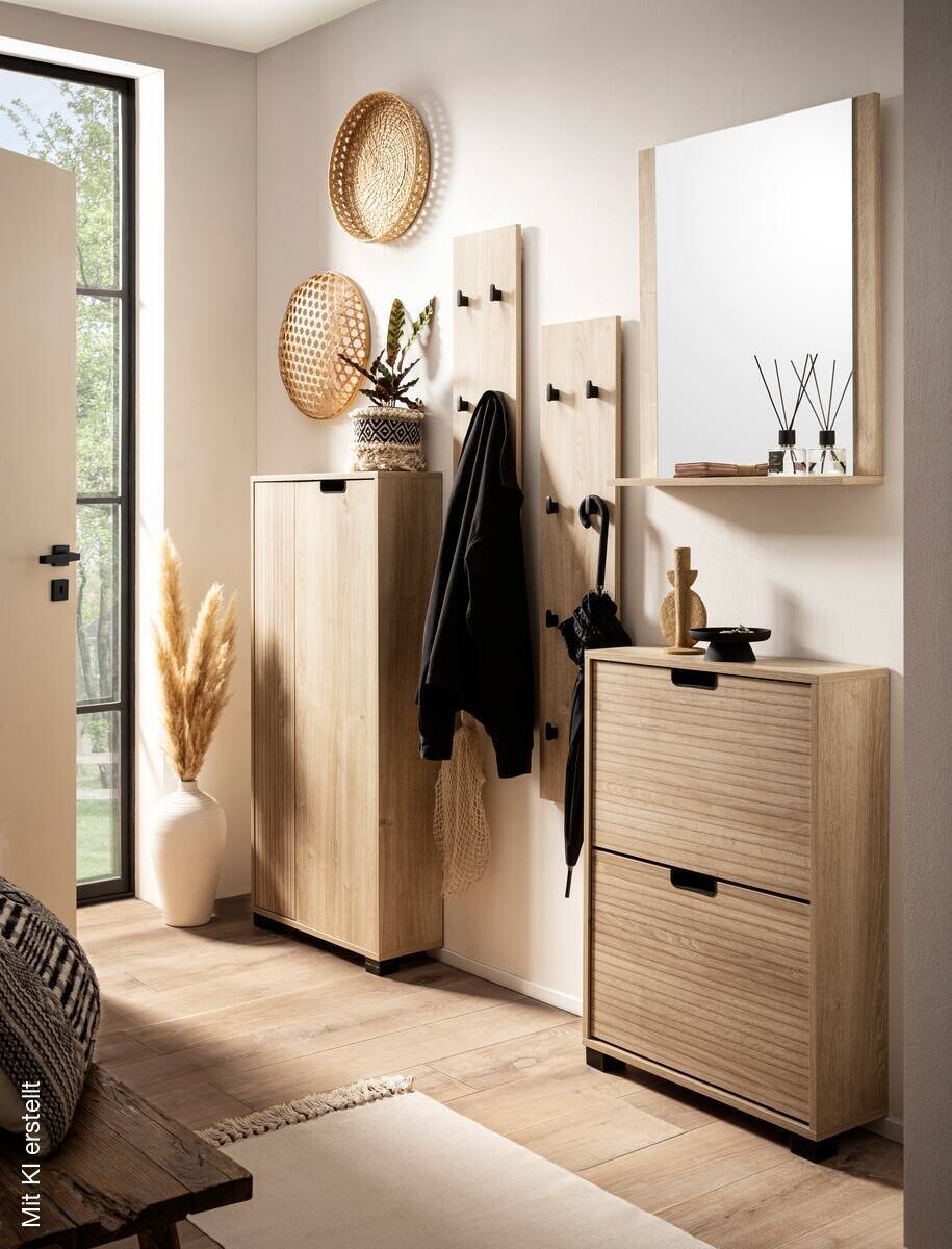 Garderobenhaken Emmik Eiche Eiche weiß Nachbildung B/H/T: ca. 24,5x109x2,6 cm