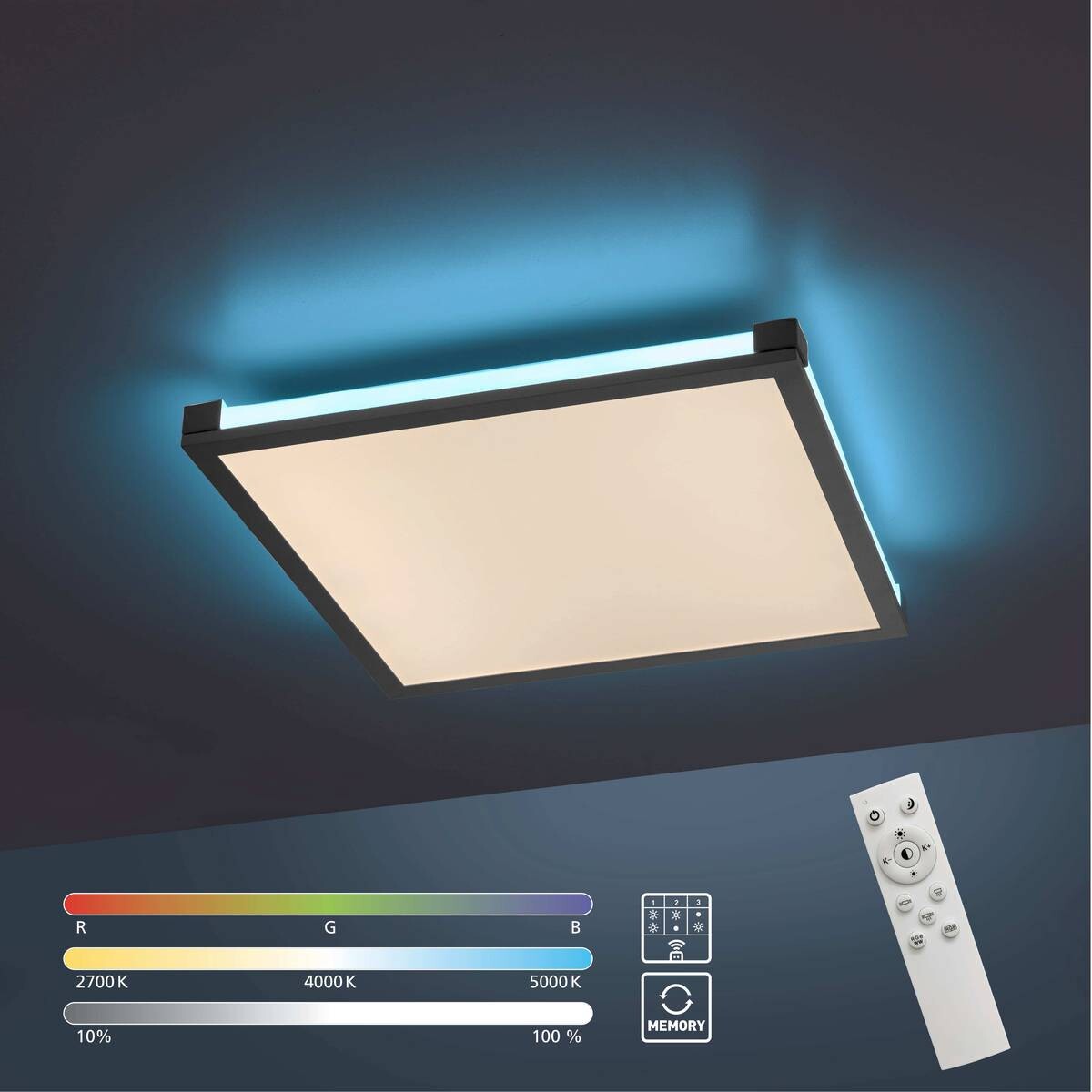 Just Light LED-Deckenleuchte MARIO 11621-18 schwarz weiß Kunststoff Metall B/H/T: ca. 45x7,1x45 cm 2 Brennstellen