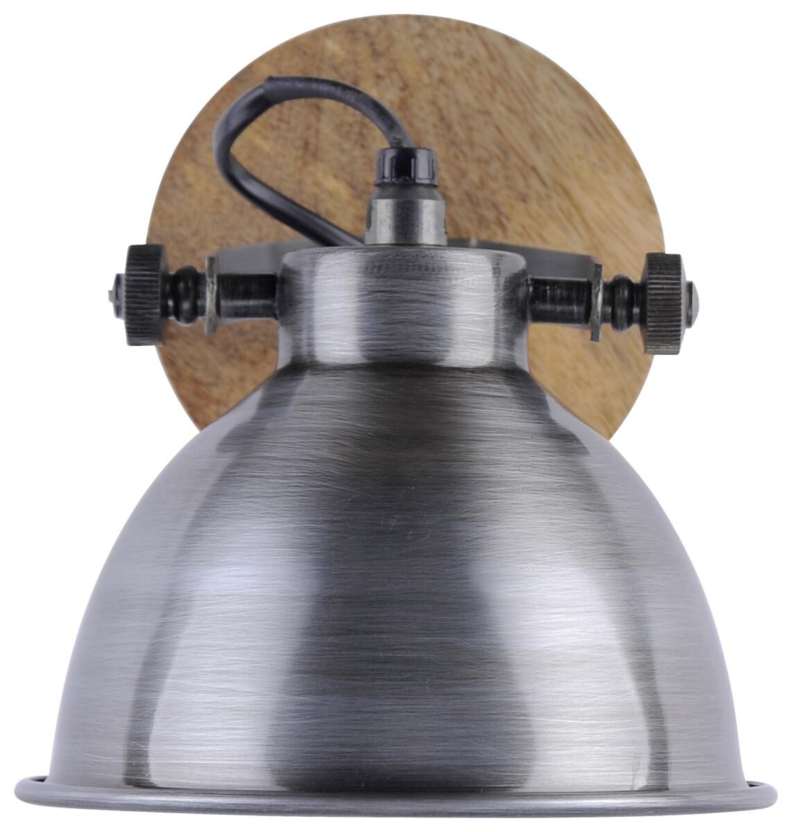 Just Light Spot Samia stahlfarbig Echtholz Metall B/H/T: ca. 15x22x17 cm E14 1 Brennstellen