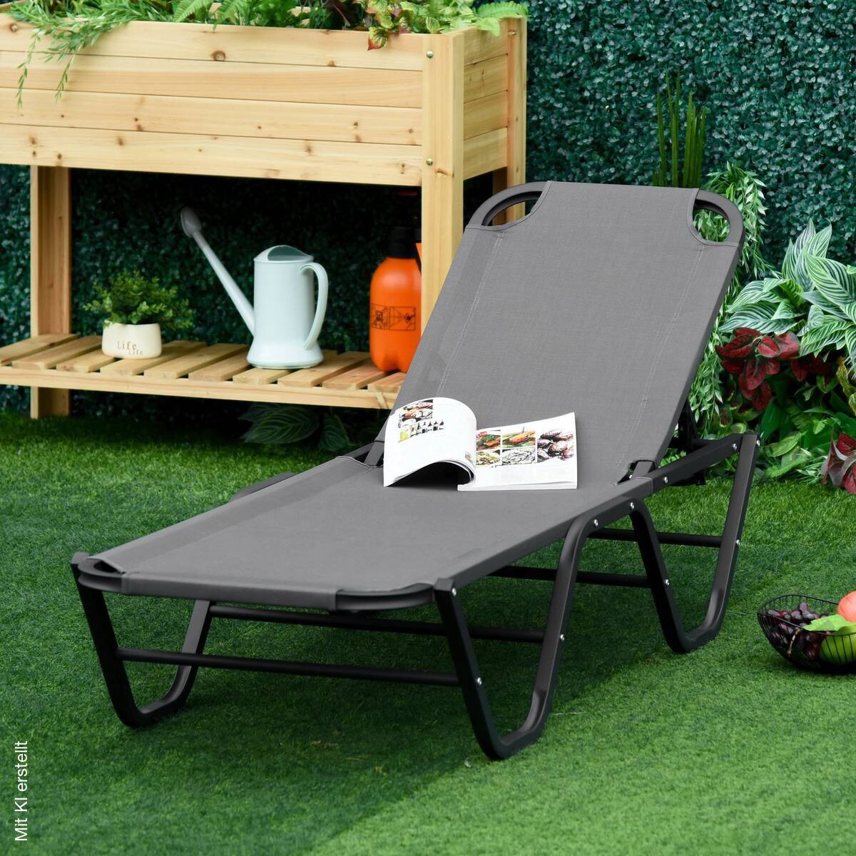 Outsunny Sonnenliege schwarz Aluminium B/H/L: ca. 59x91x163 cm
