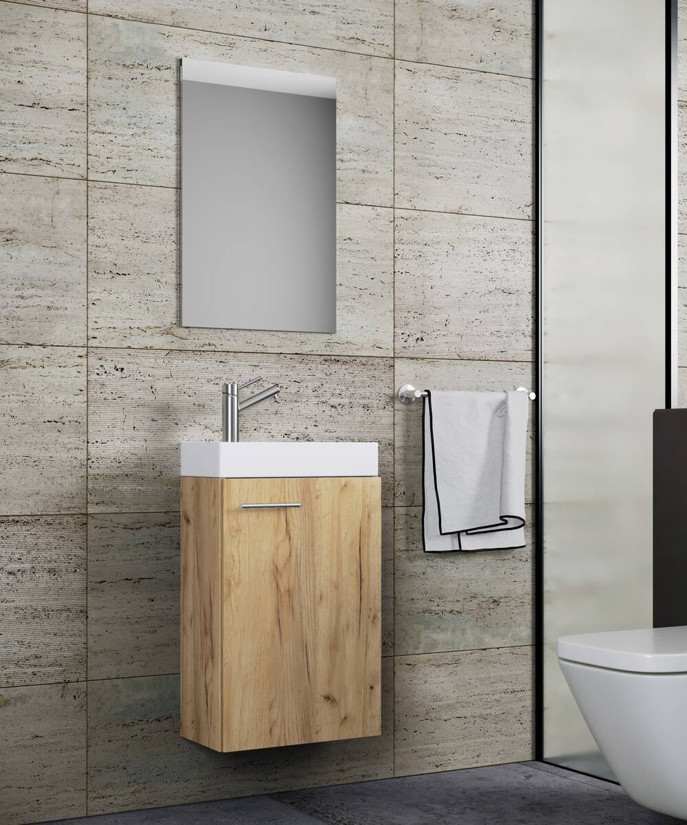 Waschplatz 3tlg-Slito Eiche Honig Nachbildung weiß B/H/T: ca. 41x69,5x22 cm