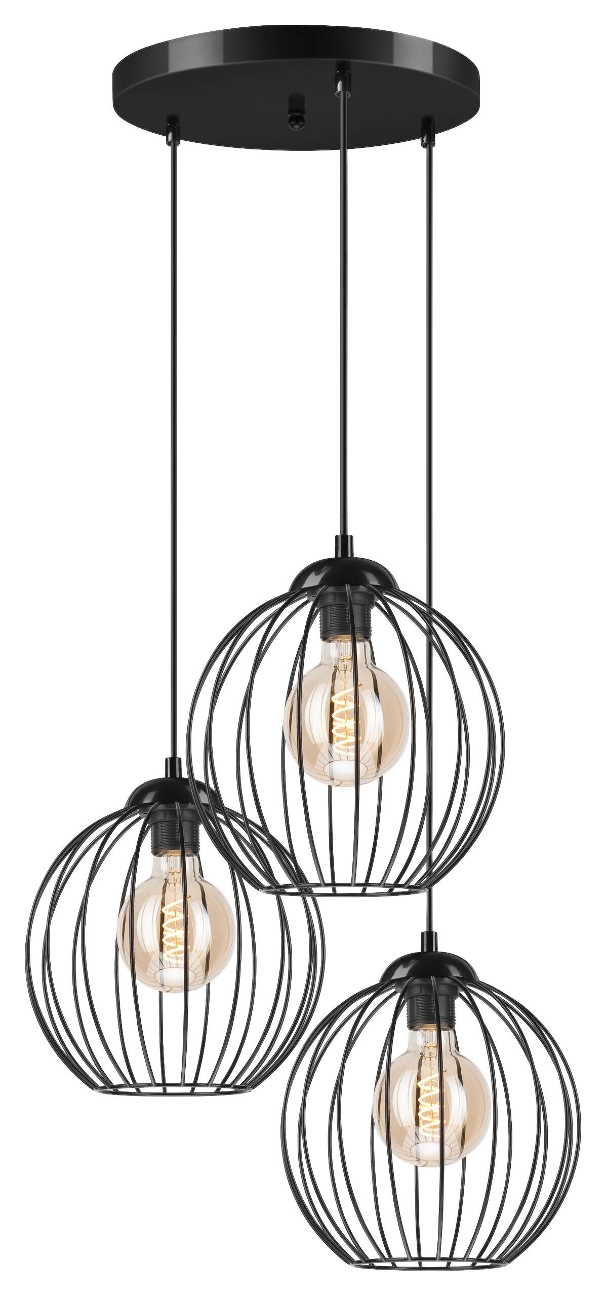 Lamkur Pendelleuchte ZOYA 45450 schwarz Stahl H/L: ca. 50x107 cm E27 3 Brennstellen