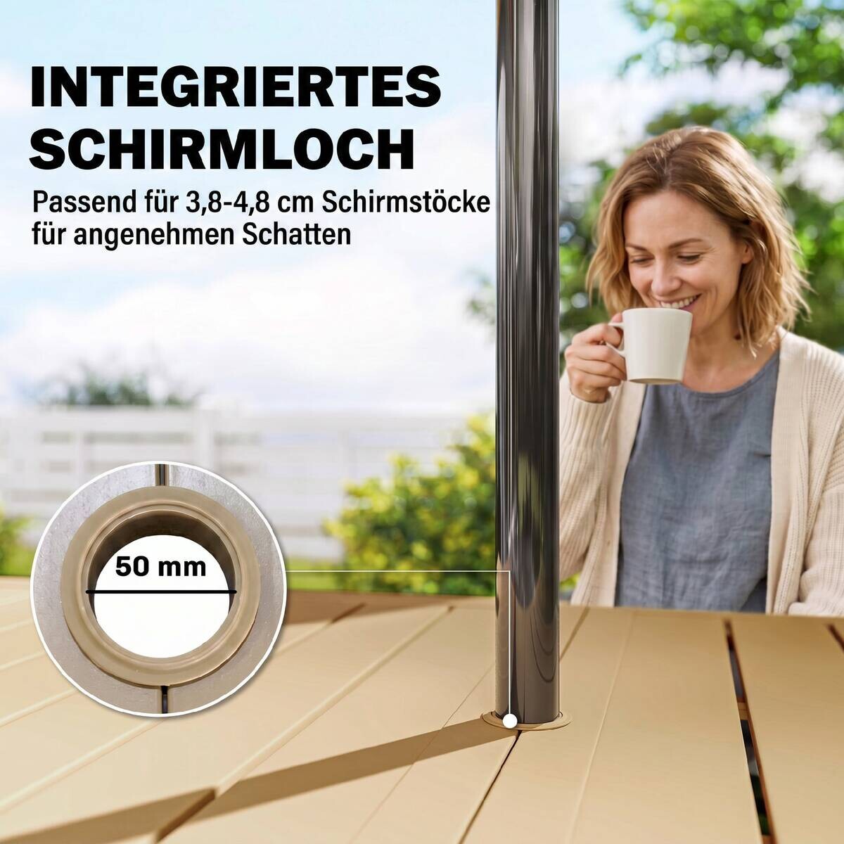 Outsunny Gartentisch braun Metall B/H/L: ca. 90x73x150 cm