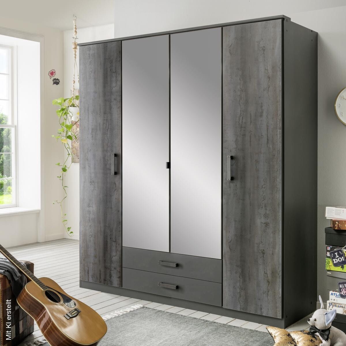 Kleiderschrank Duisburg Graphit B/H/T: ca. 180x199x58 cm