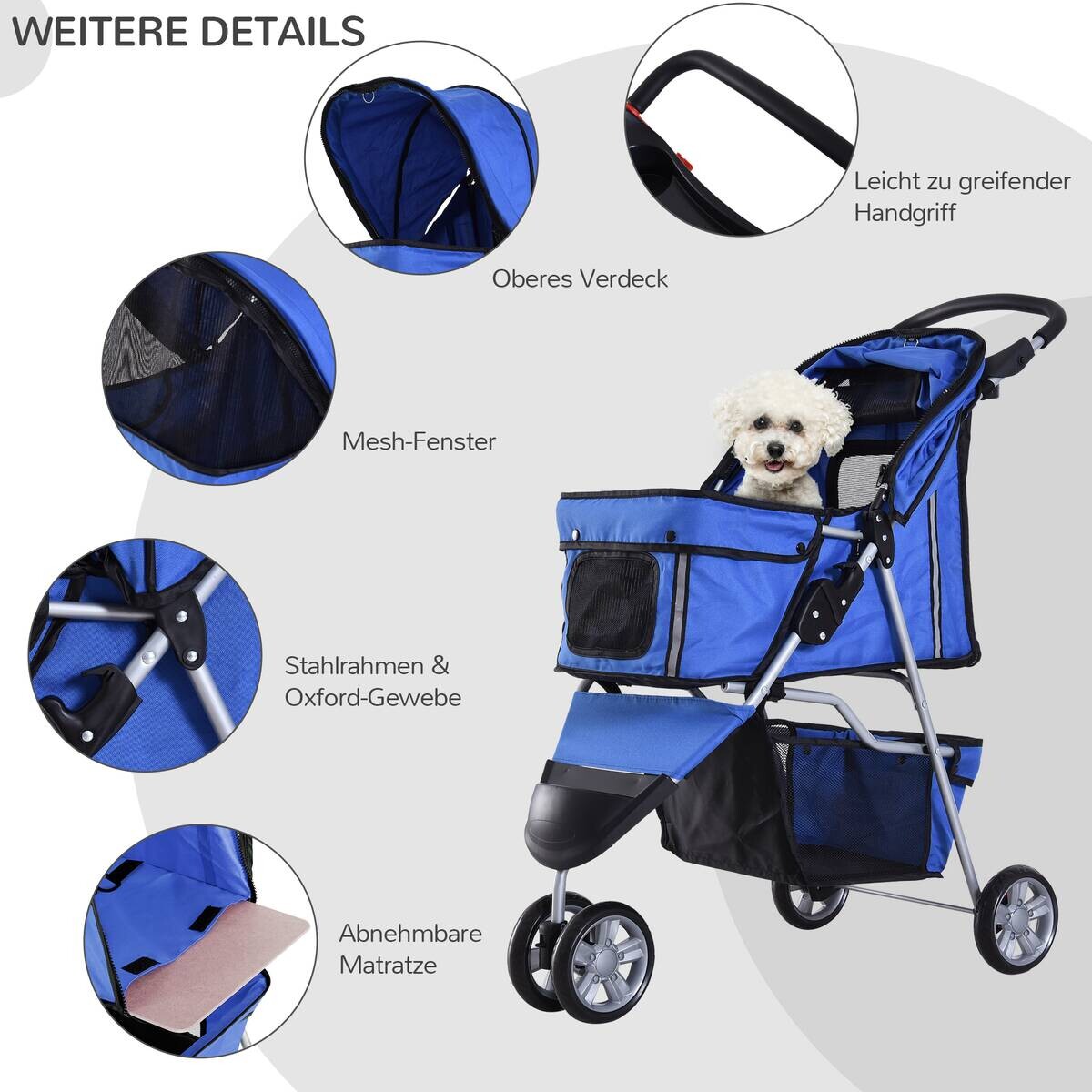 PawHut Hunde-Zubehör blau Nylon B/H/L: ca. 45x75x97 cm