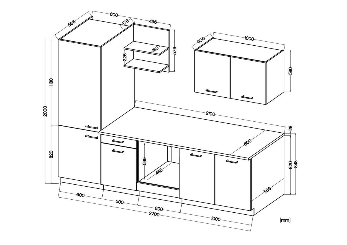Küchenblock Promo Graphit B/H/T: ca. 270x200x60 cm