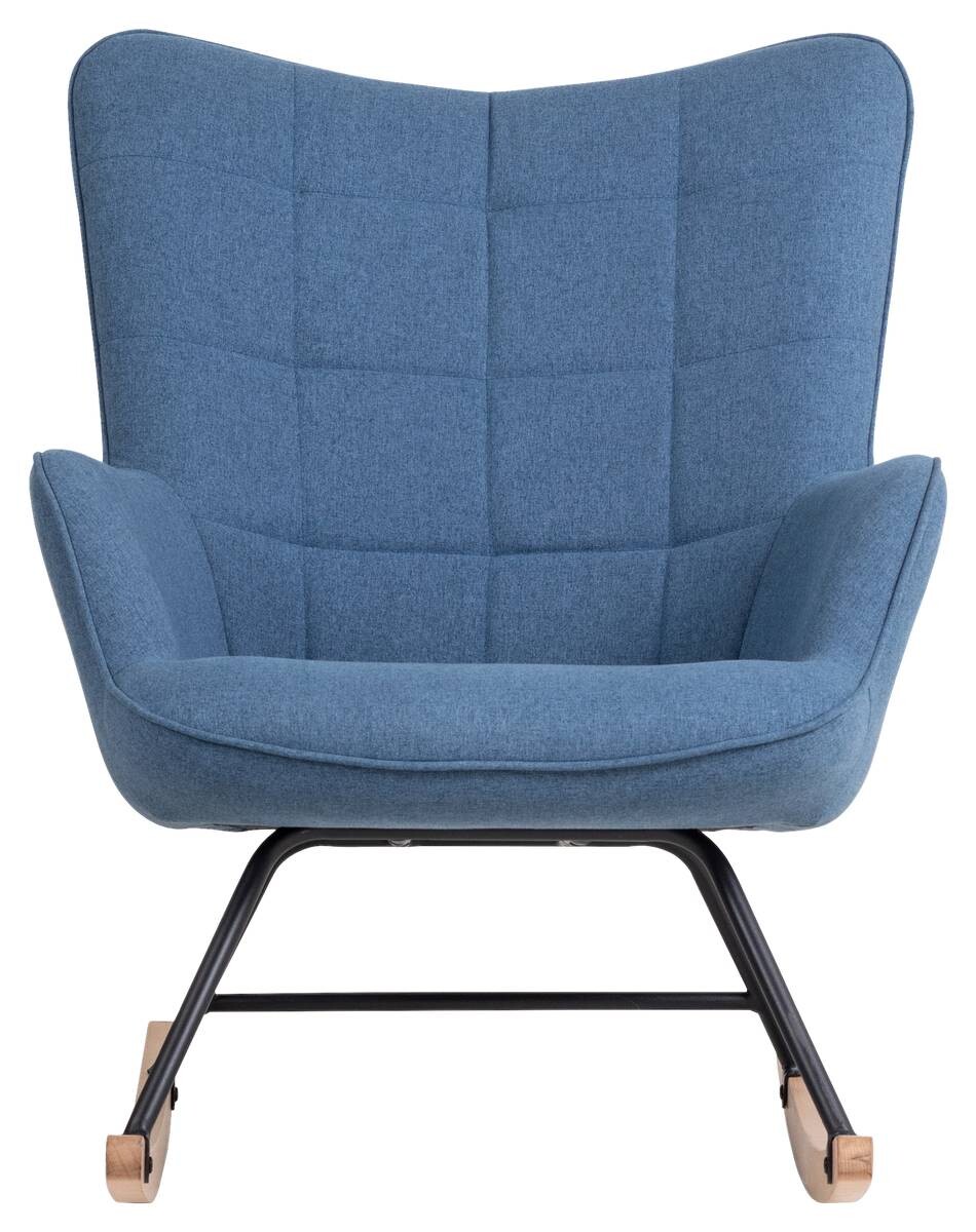 byLIVING Schaukelstuhl RICHIE blau schwarz natur Webstoff Metall Buche B/H/T: ca. 72x92x92 cm