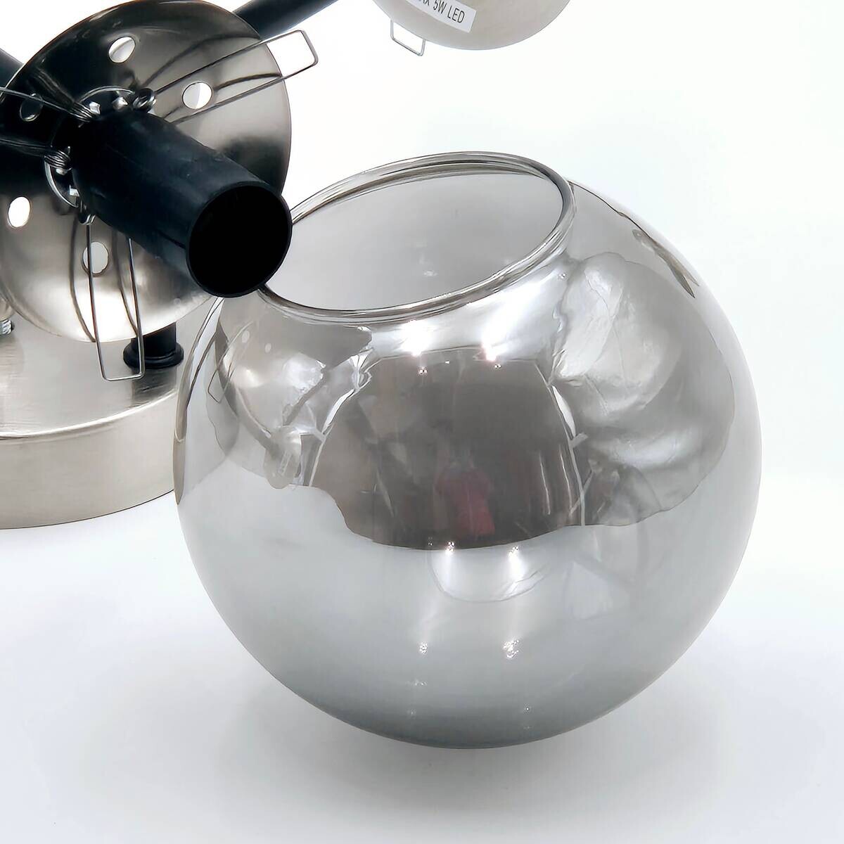 Lamkur Anbauleuchte Malena Chrom schwarz Glas Stahl B/H/L: ca. 64x20x64 cm E14 6 Brennstellen