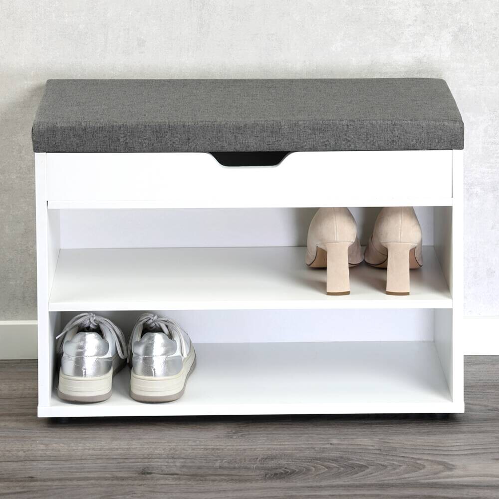 Kesper Schuhschrank mit Sitzkissen weiß Spanplatte B/H/L: ca. 30x45x60 cm
