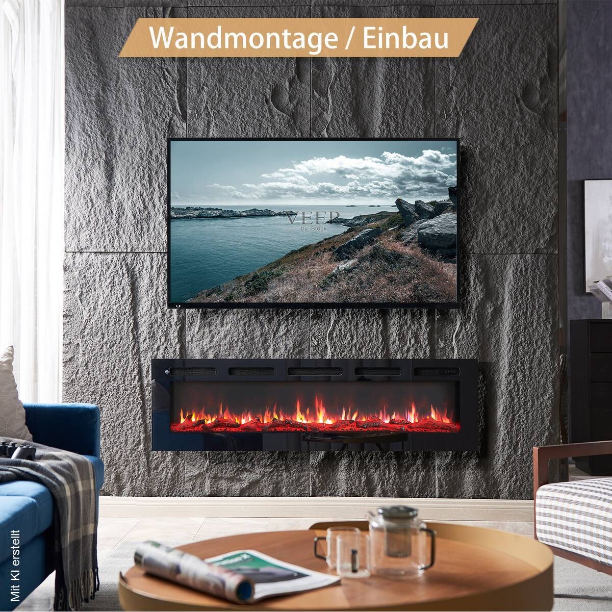 Balderia Elektrischer-Kamin Leif 60 B/H/T: ca. 142,5x38,6x13,8 cm ca. 2000 W