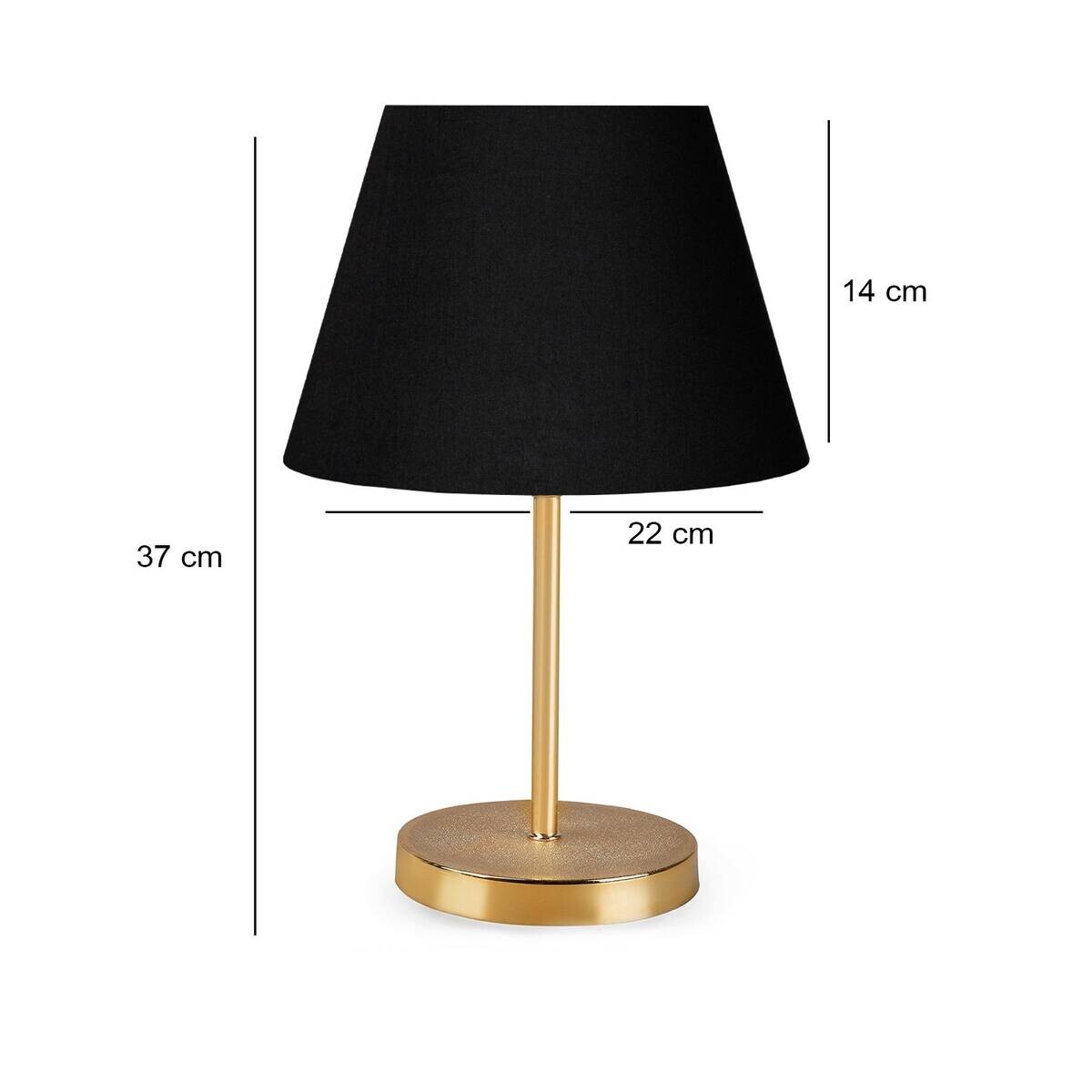 Tischleuchte schwarz gold Metall Stoff B/H/T/L: ca. 14x37x14x22 cm E27 1 Brennstellen