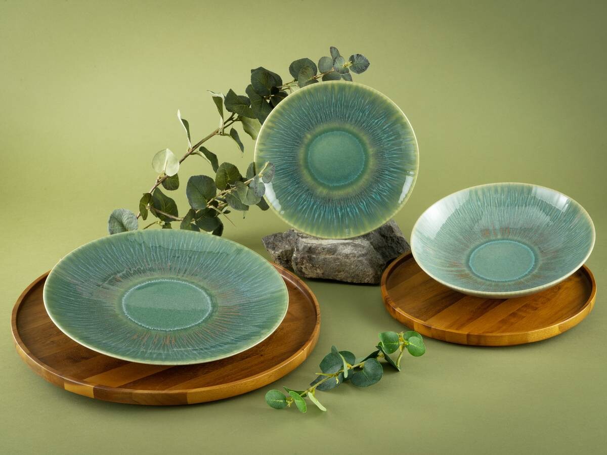 CreaTable Tafelservice Sea Breeze grün Steinzeug 18 tlg.