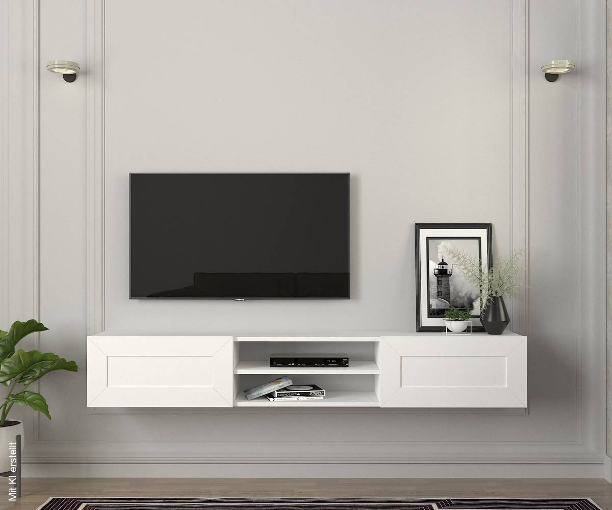 TV-Lowboard Piuma weiß B/H/T: ca. 180x29,1x29,6 cm