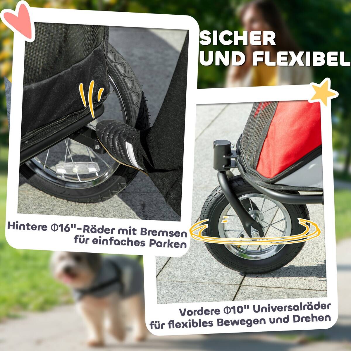 PawHut Hundebuggy rot Stahl B/H/L: ca. 70x97,5x111 cm