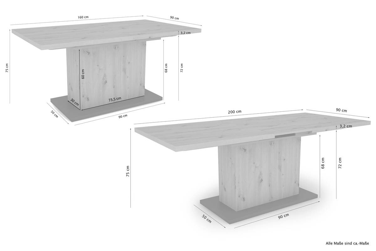 Tisch ATHEN Beton B/H/T: ca. 160x75x90 cm