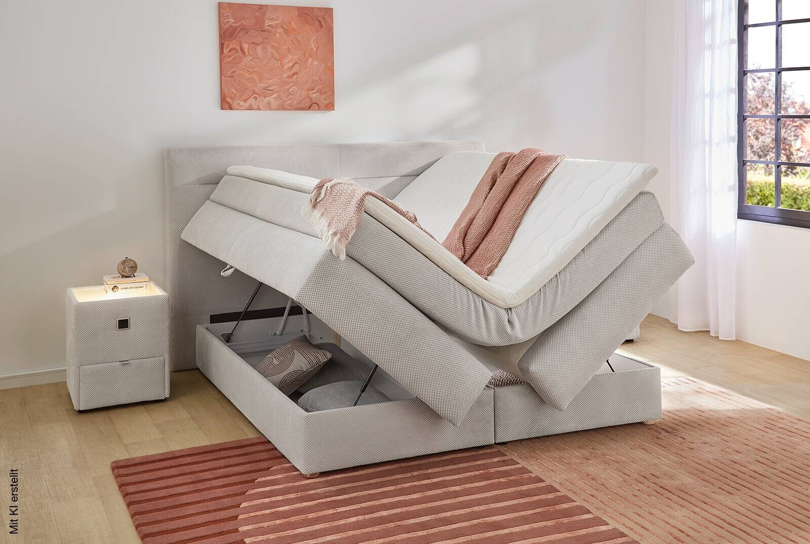 Boxspringbett hellgrau Liegefläche B/L: ca. 180x200 cm