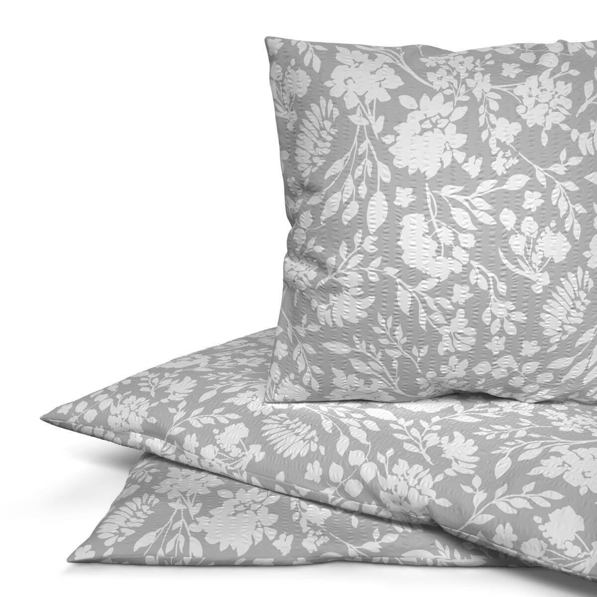 Microfaser Bettwäsche Seersucker silber weiß 100% Polyester B/L: ca. 135x200 cm