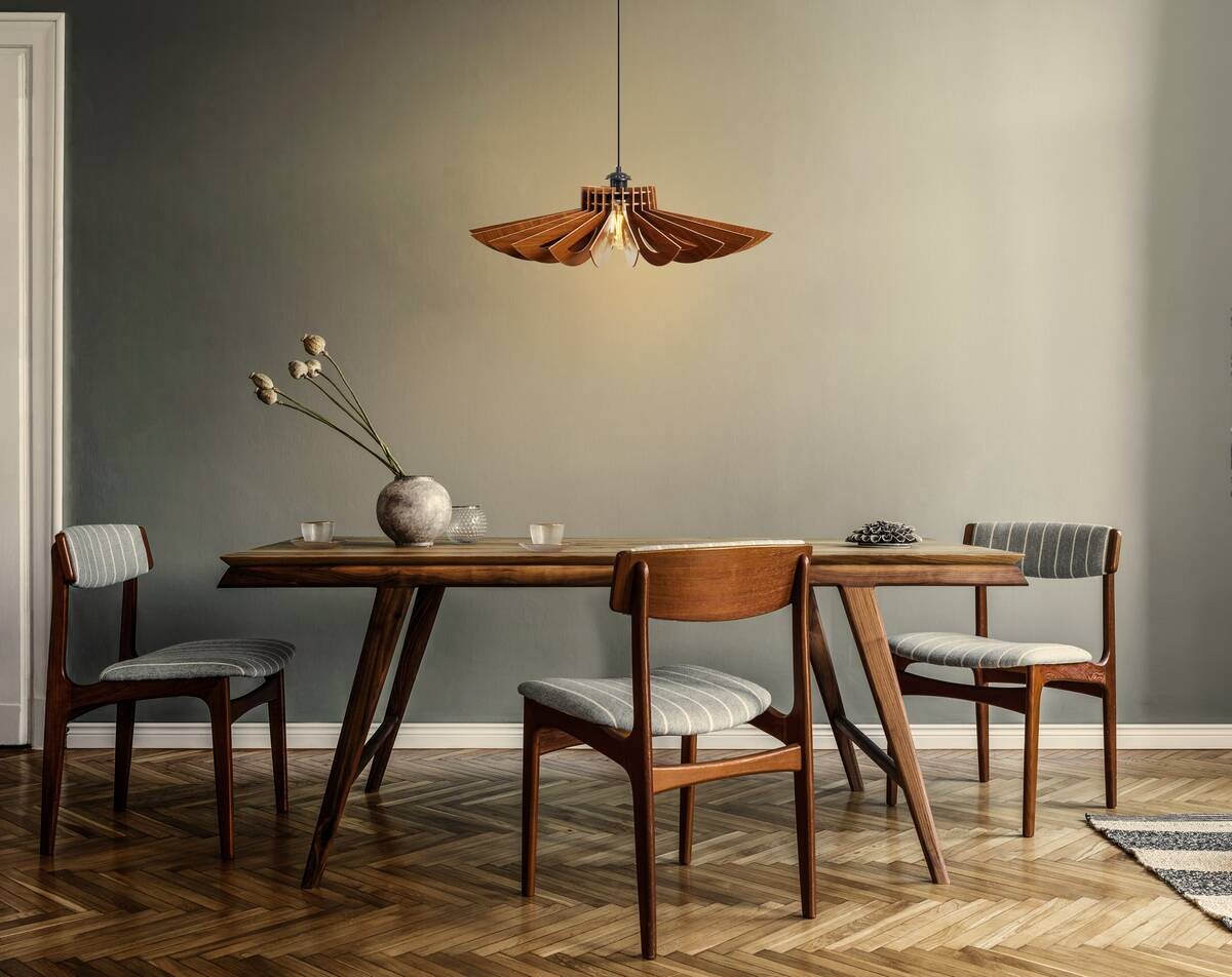 Opviq Pendelleuchte nussbaum MDF B/H/T/L/D: ca. 52x45x52x52x52 cm E27 1 Brennstellen