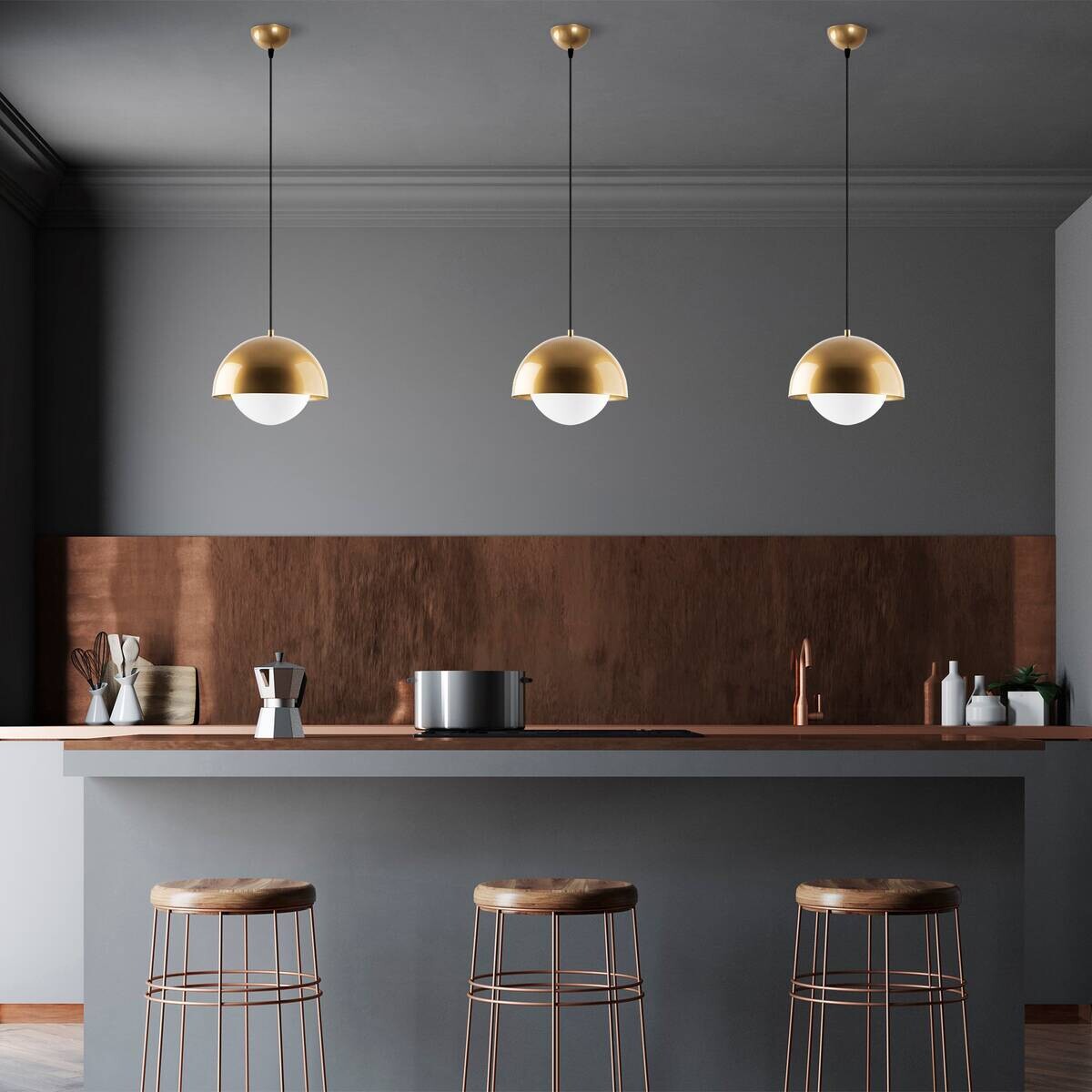 Opviq Pendelleuchte Camgoz-11029 gold Metall Glas B/H/T/L/D: ca. 30x108x30x30x30 cm E27 1 Brennstellen