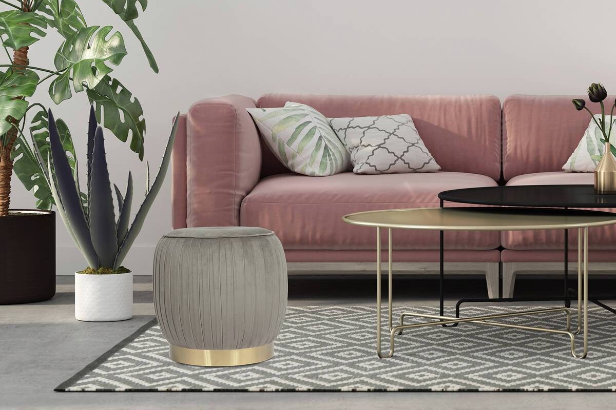 360 Living Hocker Lilje 101 grau H/D: ca. 42x43 cm