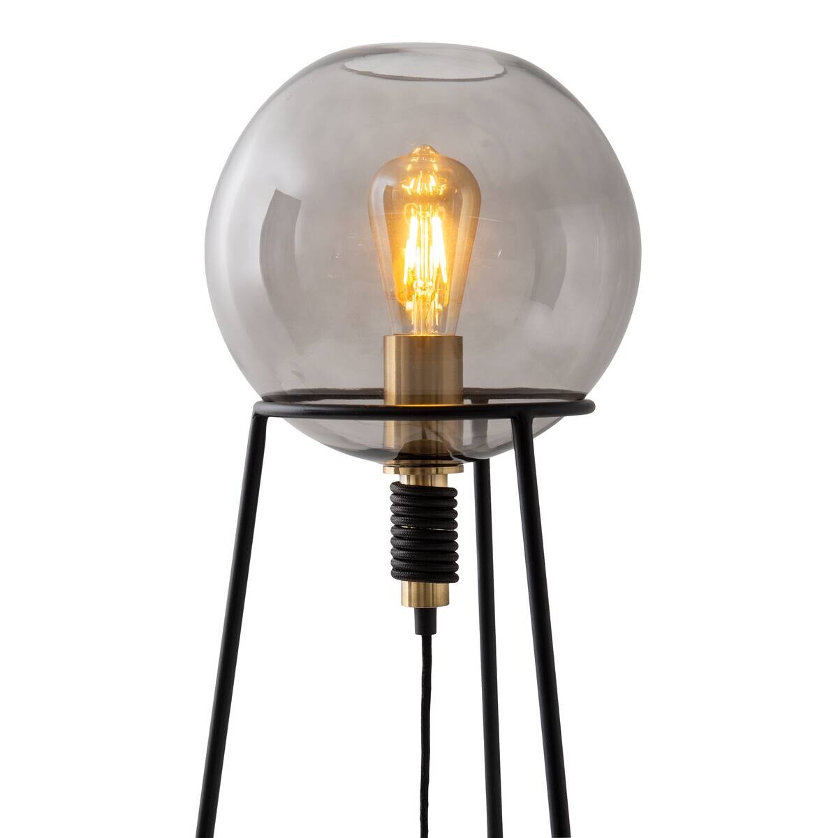 Näve Leuchten Tischleuchte 3181222 schwarz Metall Glas B/H/T: ca. 26,5x71x26,5 cm E27 1 Brennstellen