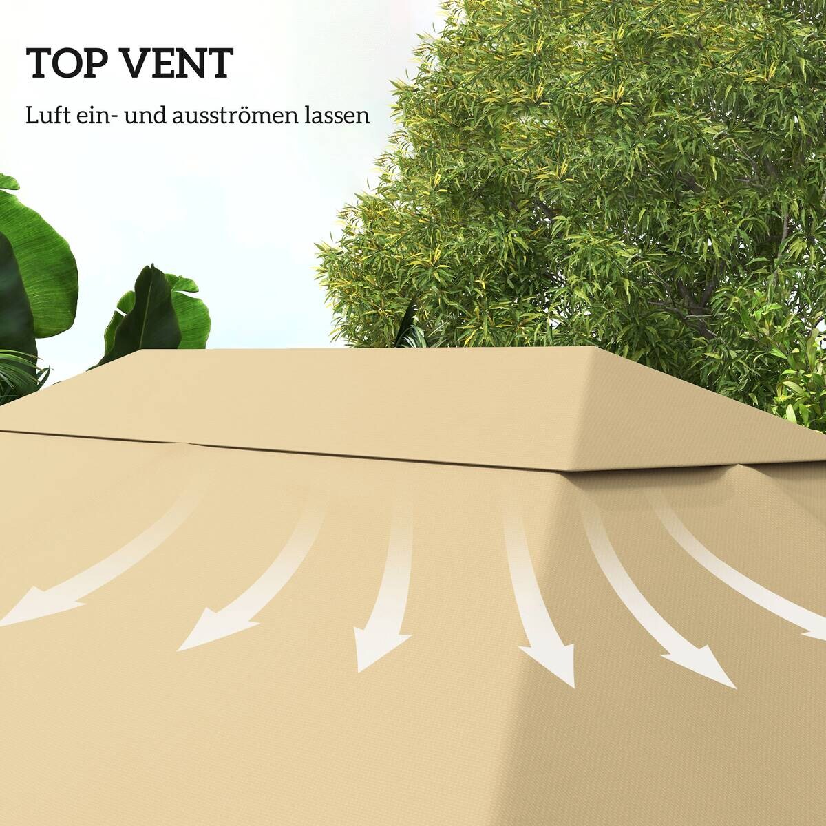 Outsunny Pavillondach khaki Polyester B/H/L: ca. 297x1x397 cm